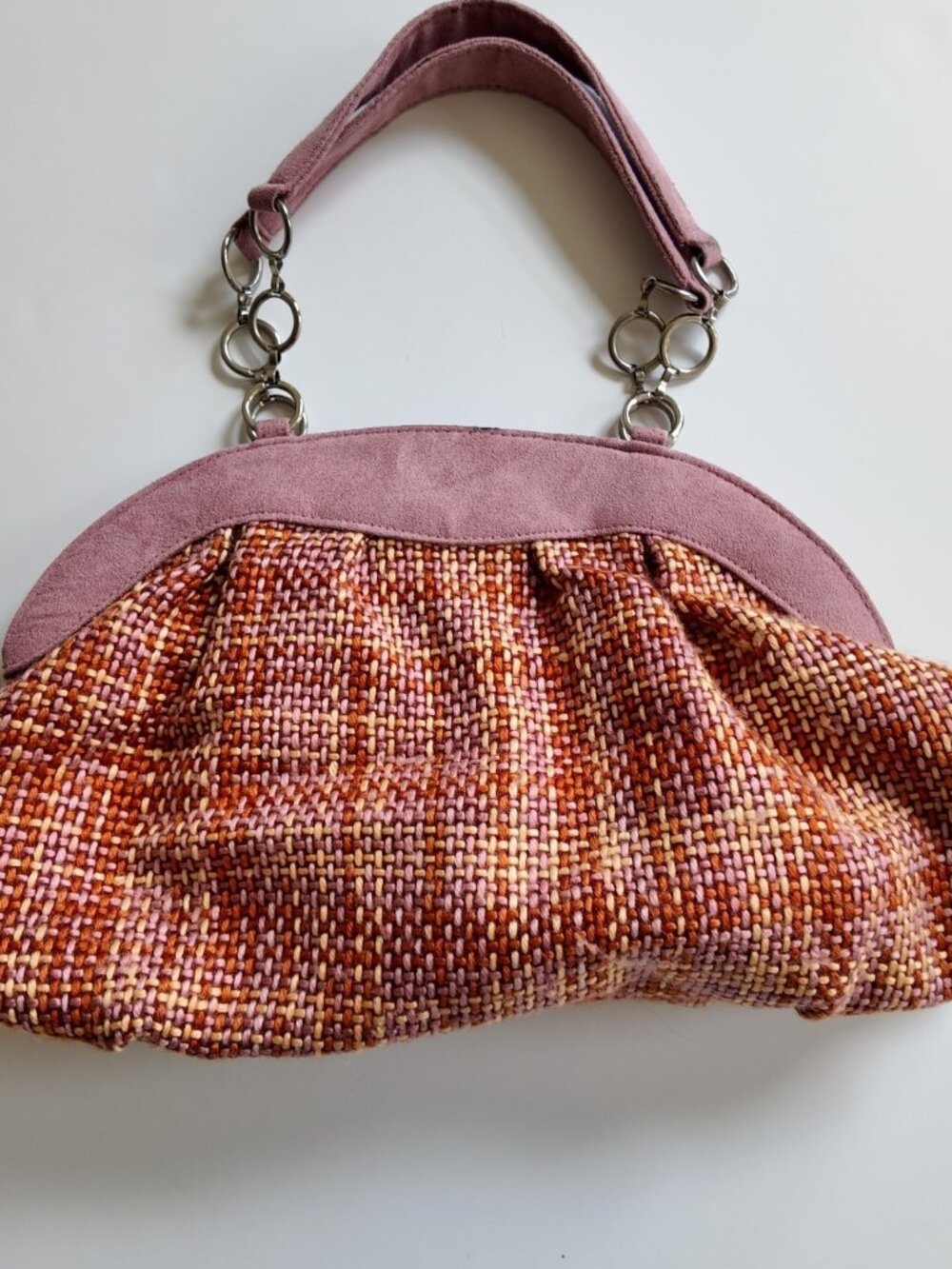 Y2K pink open knit shoulder bag 2000s vintage READ